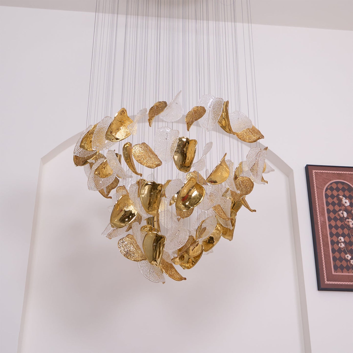 Elegant Shake Leaves Chandelier - Adjustable Height, Energy Efficient