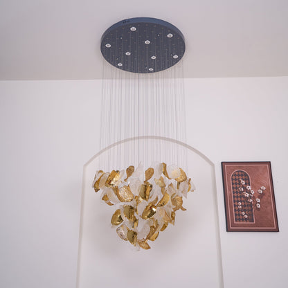 Elegant Shake Leaves Chandelier - Adjustable Height, Energy Efficient