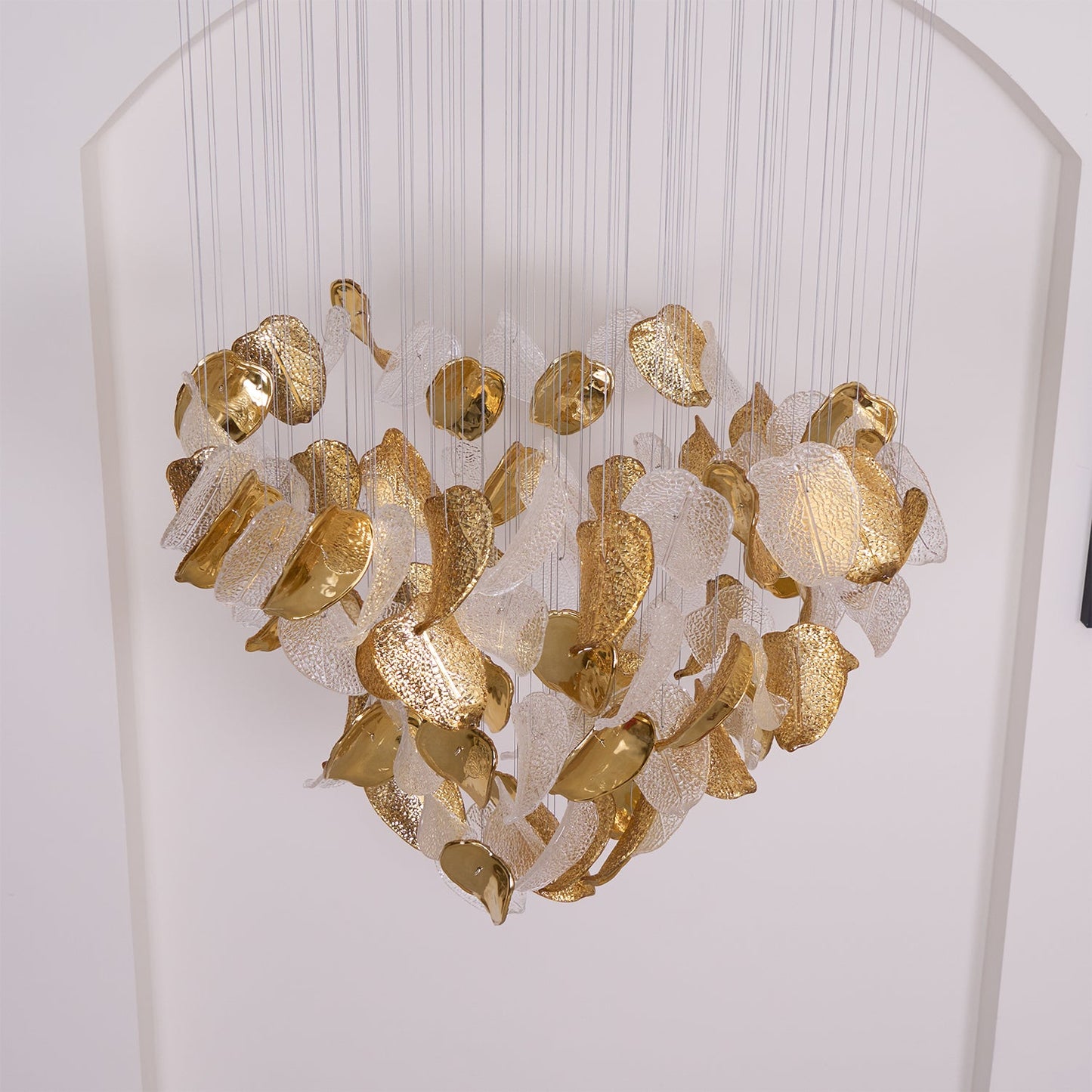 Elegant Shake Leaves Chandelier - Adjustable Height, Energy Efficient