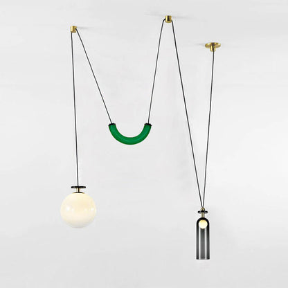 Modern Geometric Shape Chandelier with Adjustable Height & LED Lightin