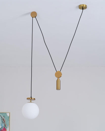 Modern Geometric Shape Chandelier with Adjustable Height & LED Lightin