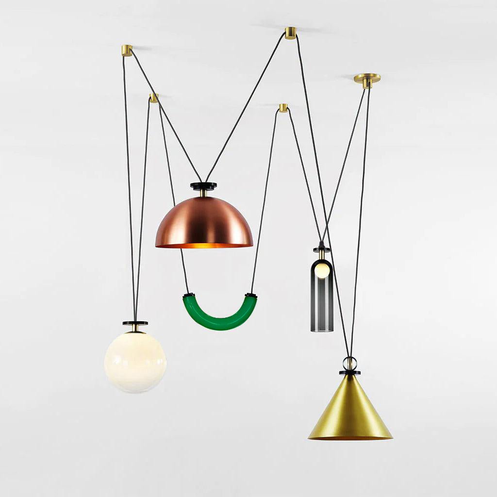 Modern Geometric Shape Chandelier with Adjustable Height & LED Lightin