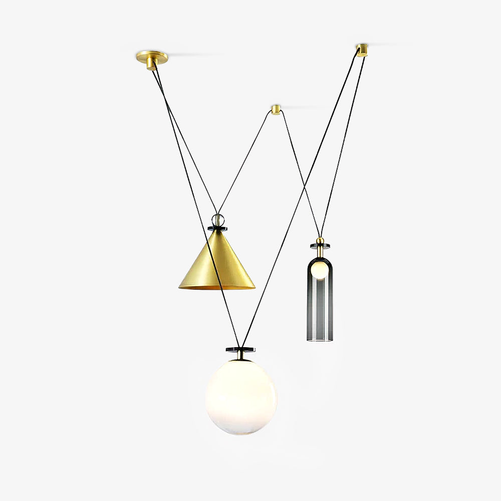 Modern Geometric Shape Chandelier with Adjustable Height & LED Lightin