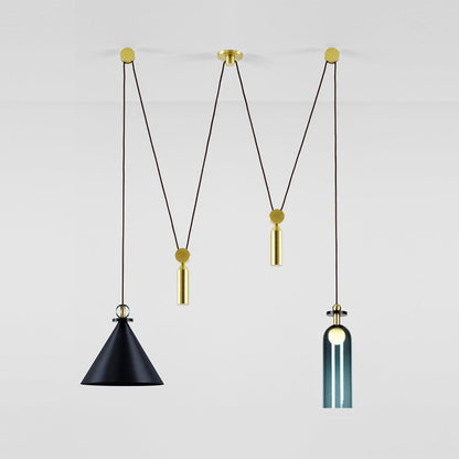 Modern Geometric Shape Chandelier with Adjustable Height & LED Lightin