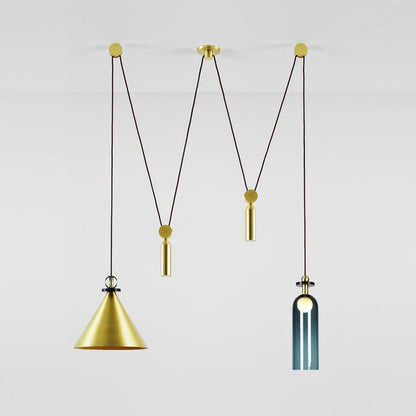Modern Geometric Shape Chandelier with Adjustable Height & LED Lightin