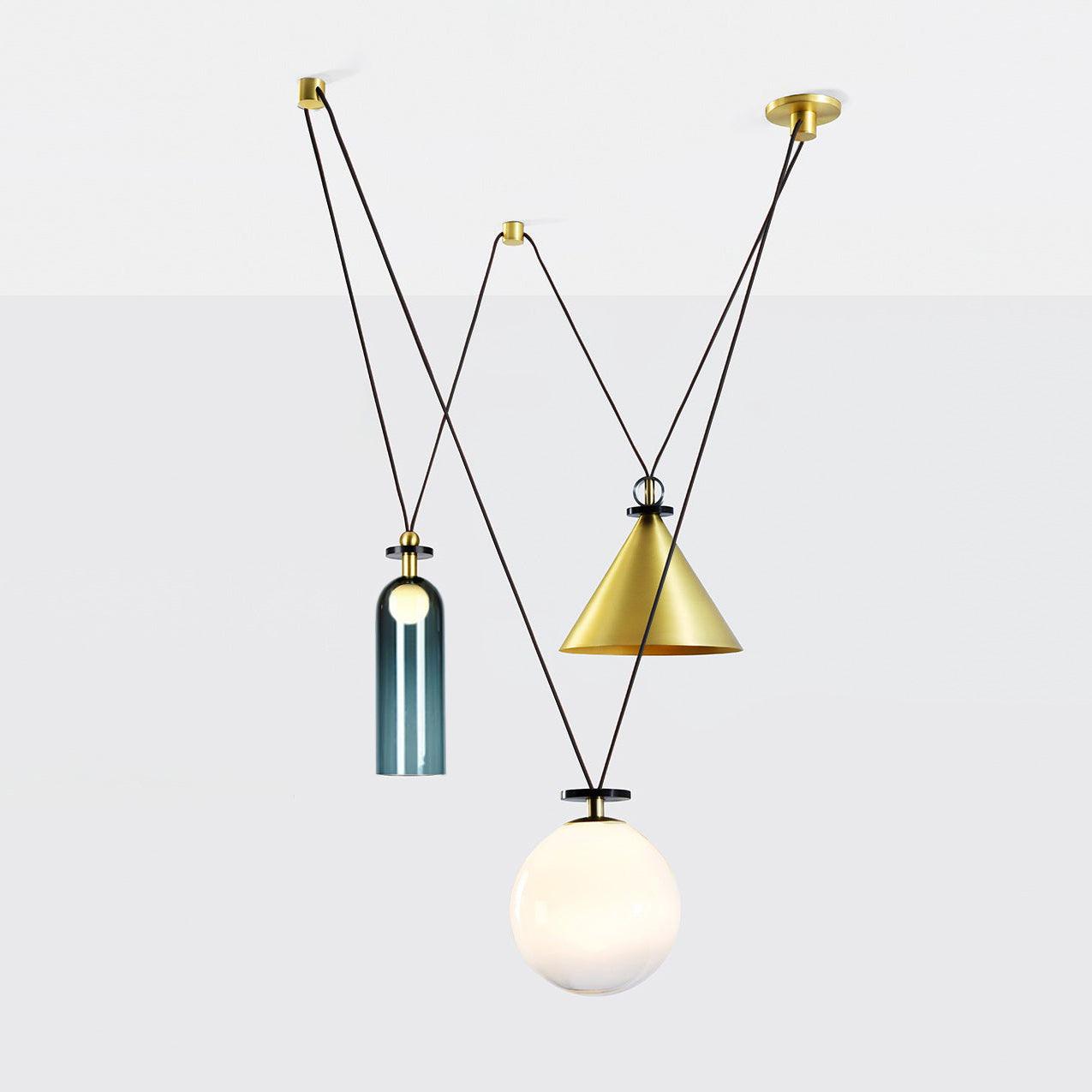 Modern Geometric Shape Chandelier with Adjustable Height & LED Lightin