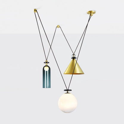 Modern Geometric Shape Chandelier with Adjustable Height & LED Lightin