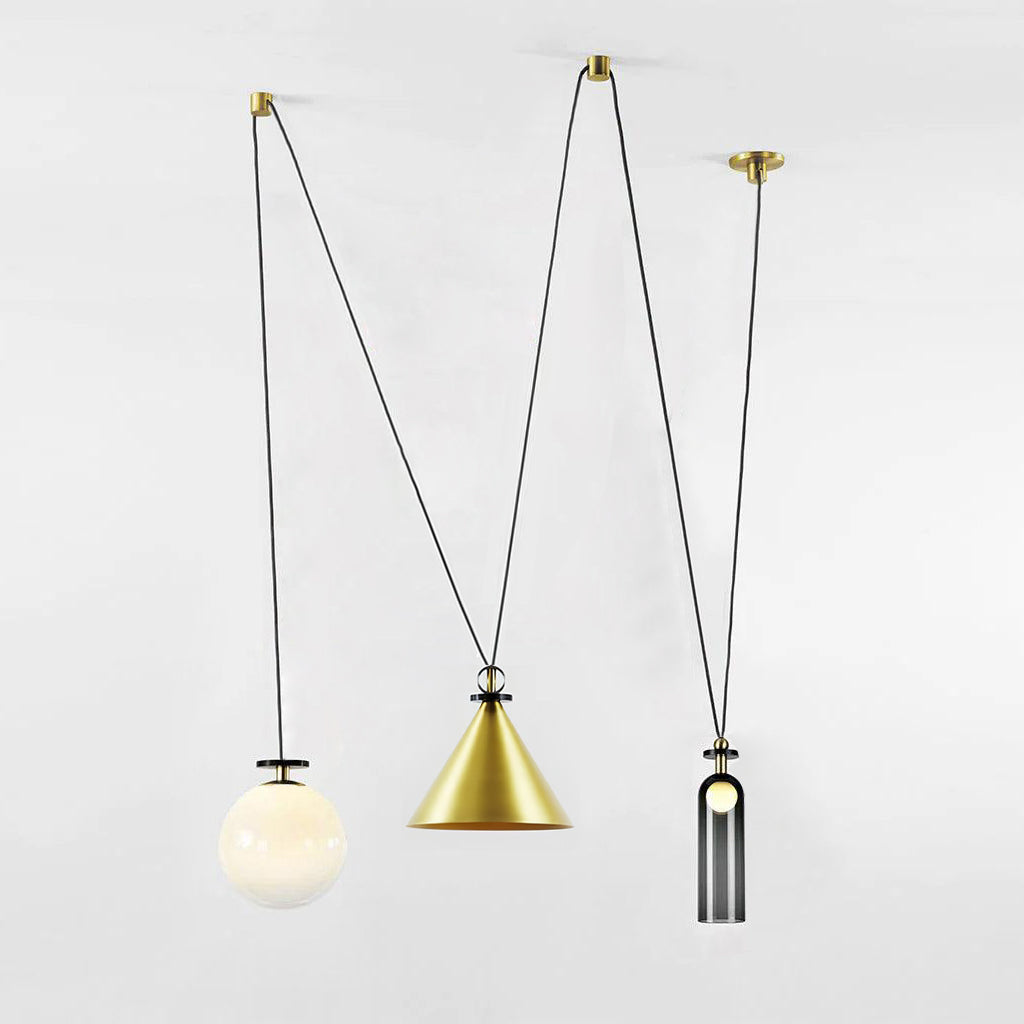Modern Geometric Shape Chandelier with Adjustable Height & LED Lightin
