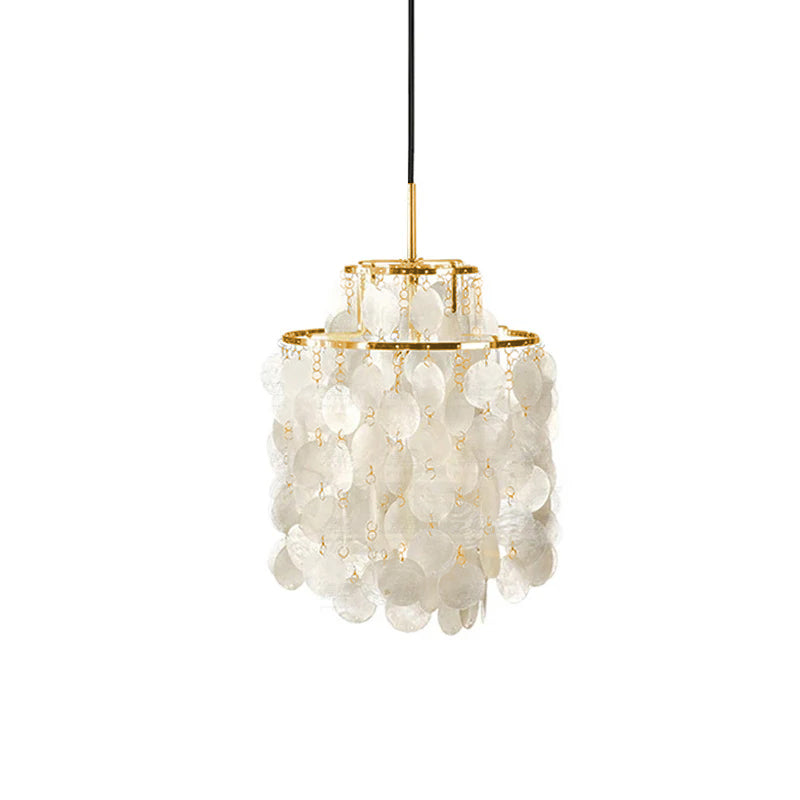 Elegant Round Shell Chandelier with Adjustable Height & Soft Lighting
