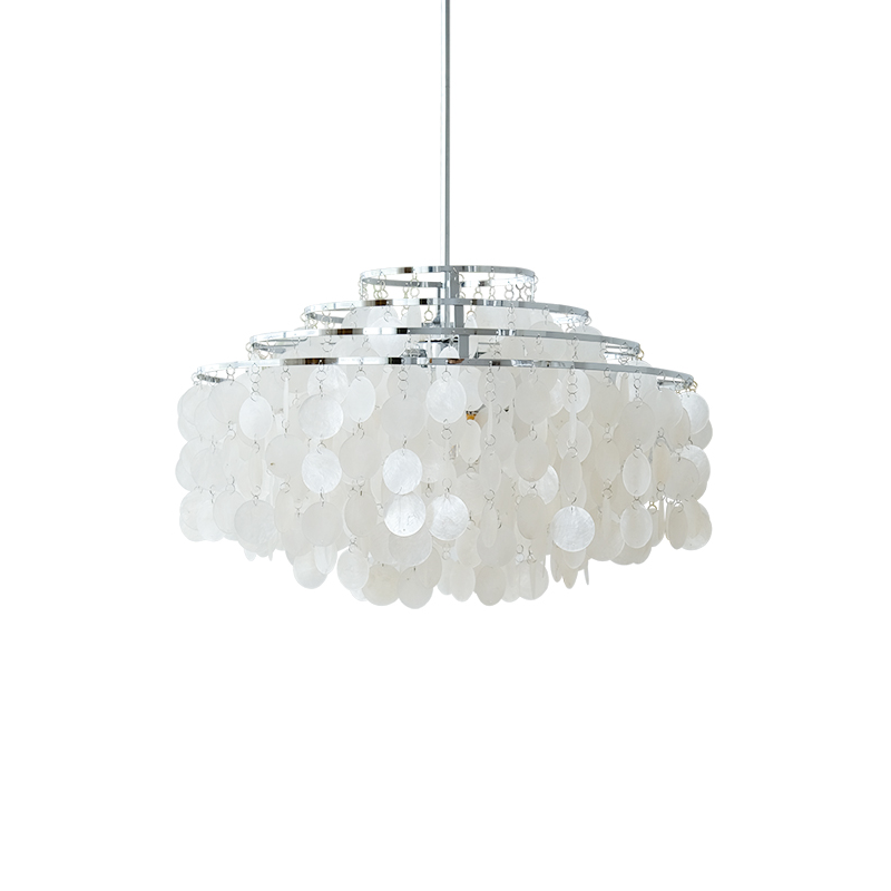 Elegant Round Shell Chandelier with Adjustable Height & Soft Lighting