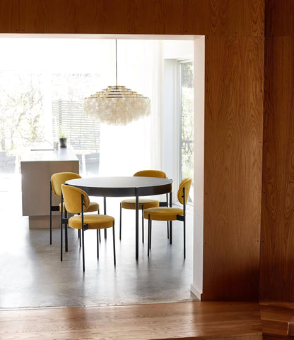 Elegant Round Shell Chandelier with Adjustable Height & Soft Lighting