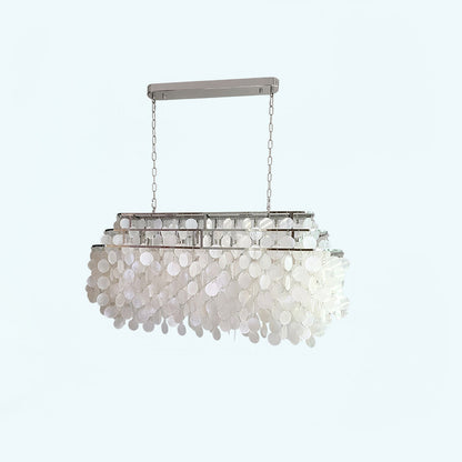Elegant Round Shell Chandelier with Adjustable Height & Soft Lighting