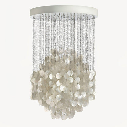 Elegant Shell Waterfall Chandelier - Dimmable LED, Adjustable Height