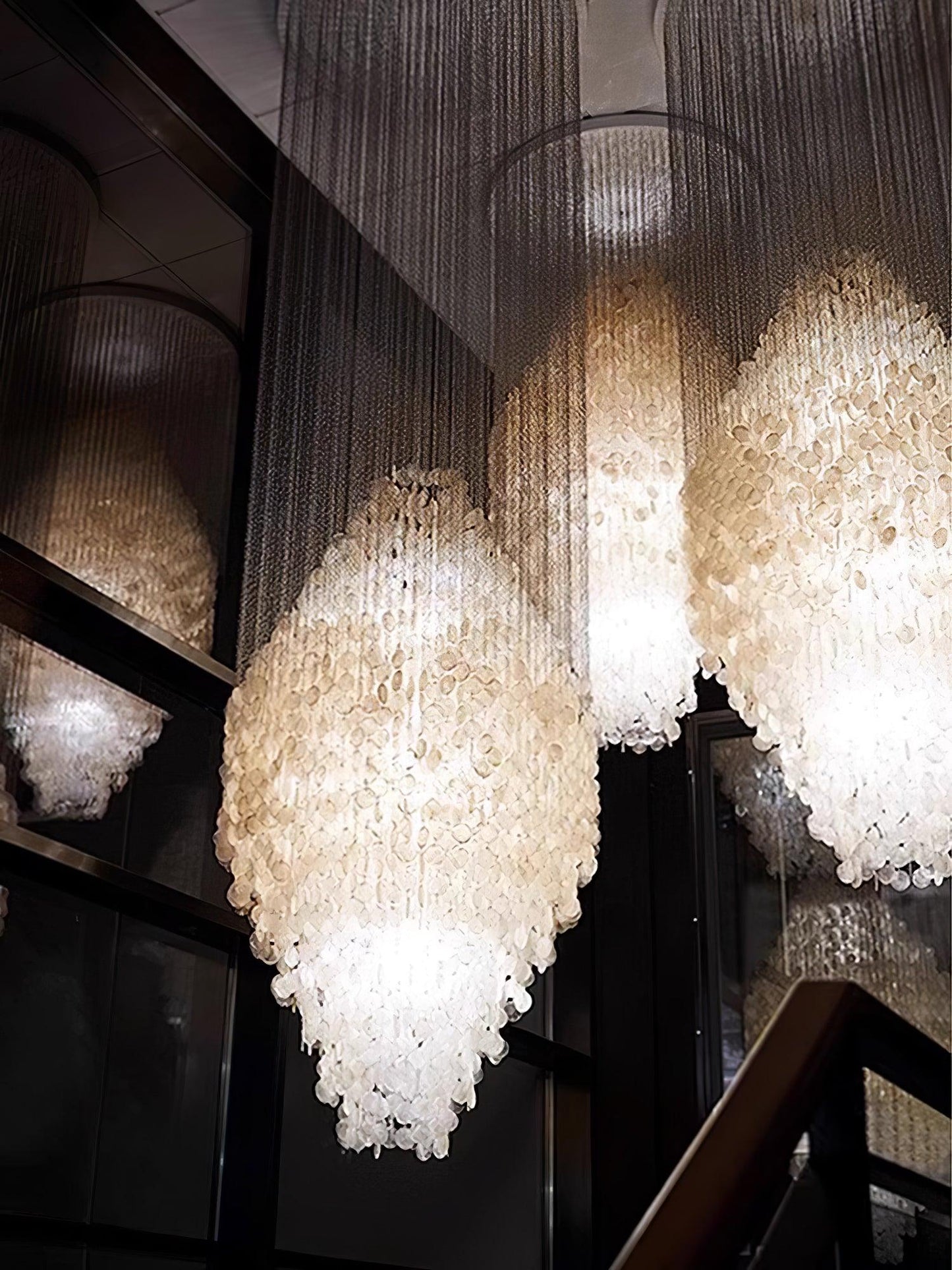 Elegant Shell Waterfall Chandelier - Dimmable LED, Adjustable Height