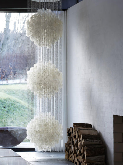 Elegant Shell Waterfall Chandelier - Dimmable LED, Adjustable Height