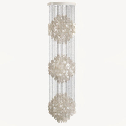 Elegant Shell Waterfall Chandelier - Dimmable LED, Adjustable Height