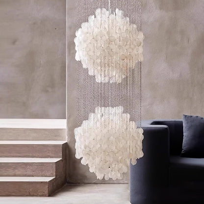 Elegant Shell Waterfall Chandelier - Dimmable LED, Adjustable Height