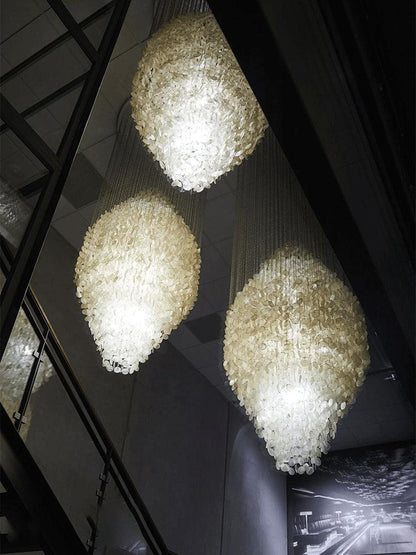 Elegant Shell Waterfall Chandelier - Dimmable LED, Adjustable Height