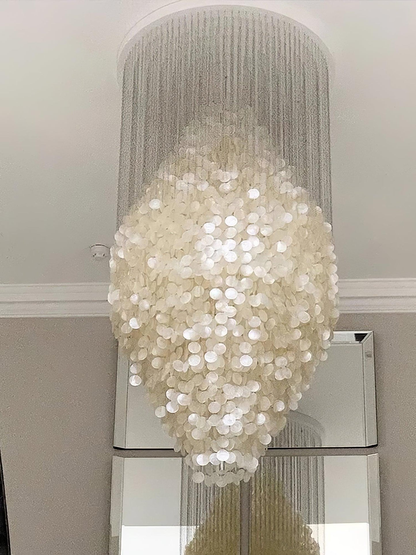 Elegant Shell Waterfall Chandelier - Dimmable LED, Adjustable Height