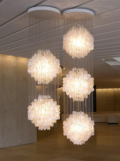 Elegant Shell Waterfall Chandelier - Dimmable LED, Adjustable Height