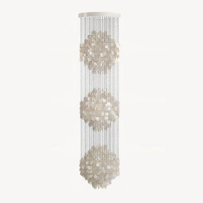 Elegant Shell Waterfall Chandelier - Dimmable LED, Adjustable Height
