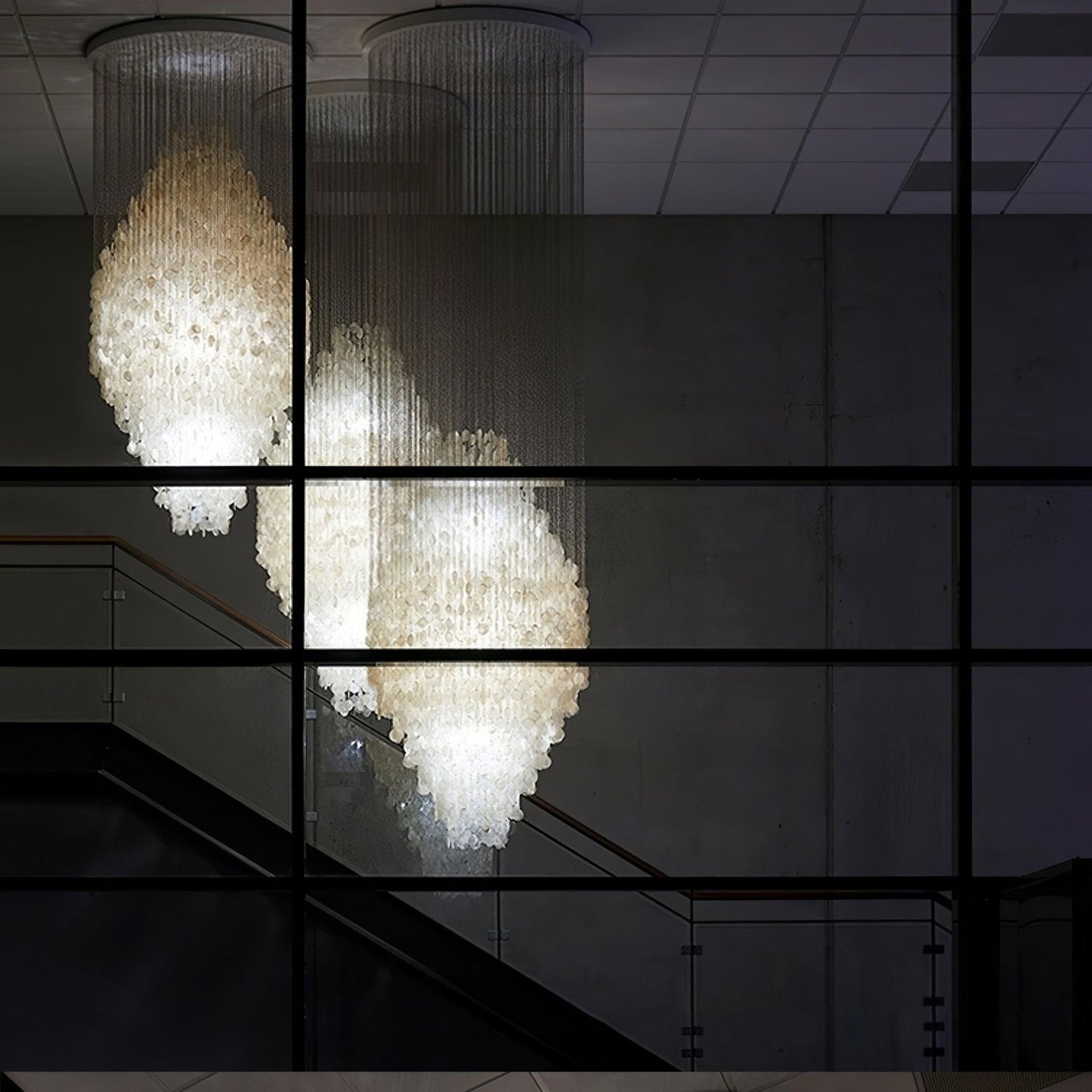 Elegant Shell Waterfall Chandelier - Dimmable LED, Adjustable Height
