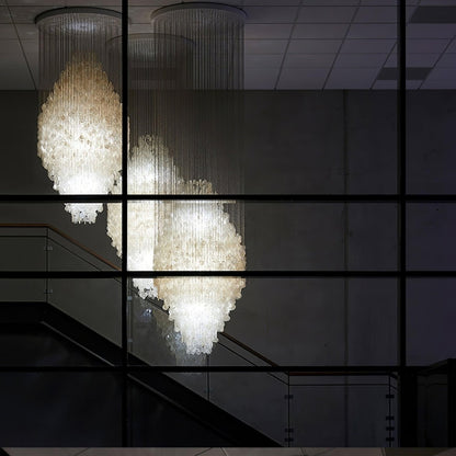 Elegant Shell Waterfall Chandelier - Dimmable LED, Adjustable Height