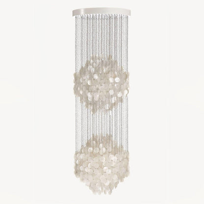 Elegant Shell Waterfall Chandelier - Dimmable LED, Adjustable Height