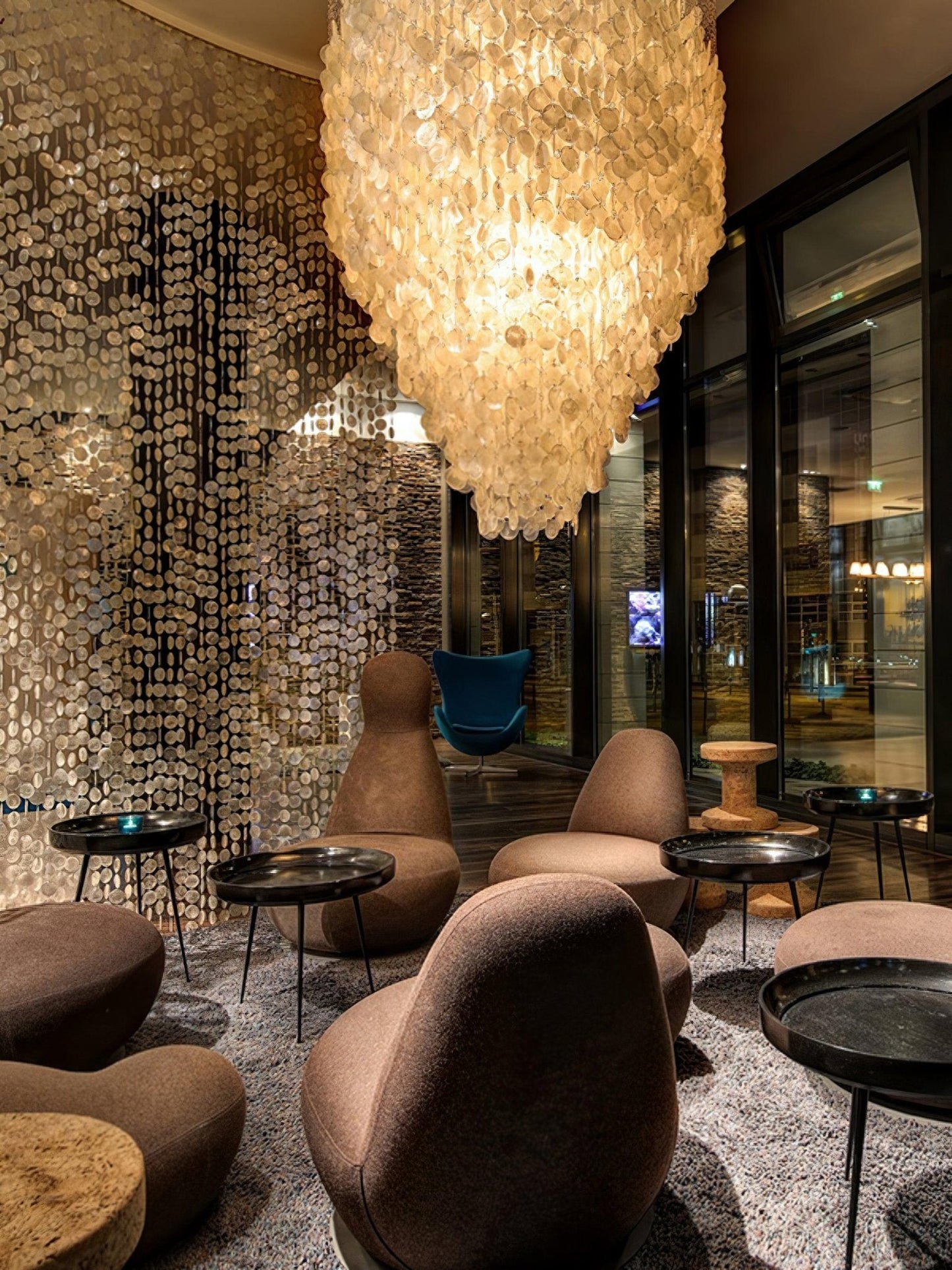 Elegant Shell Waterfall Chandelier - Dimmable LED, Adjustable Height