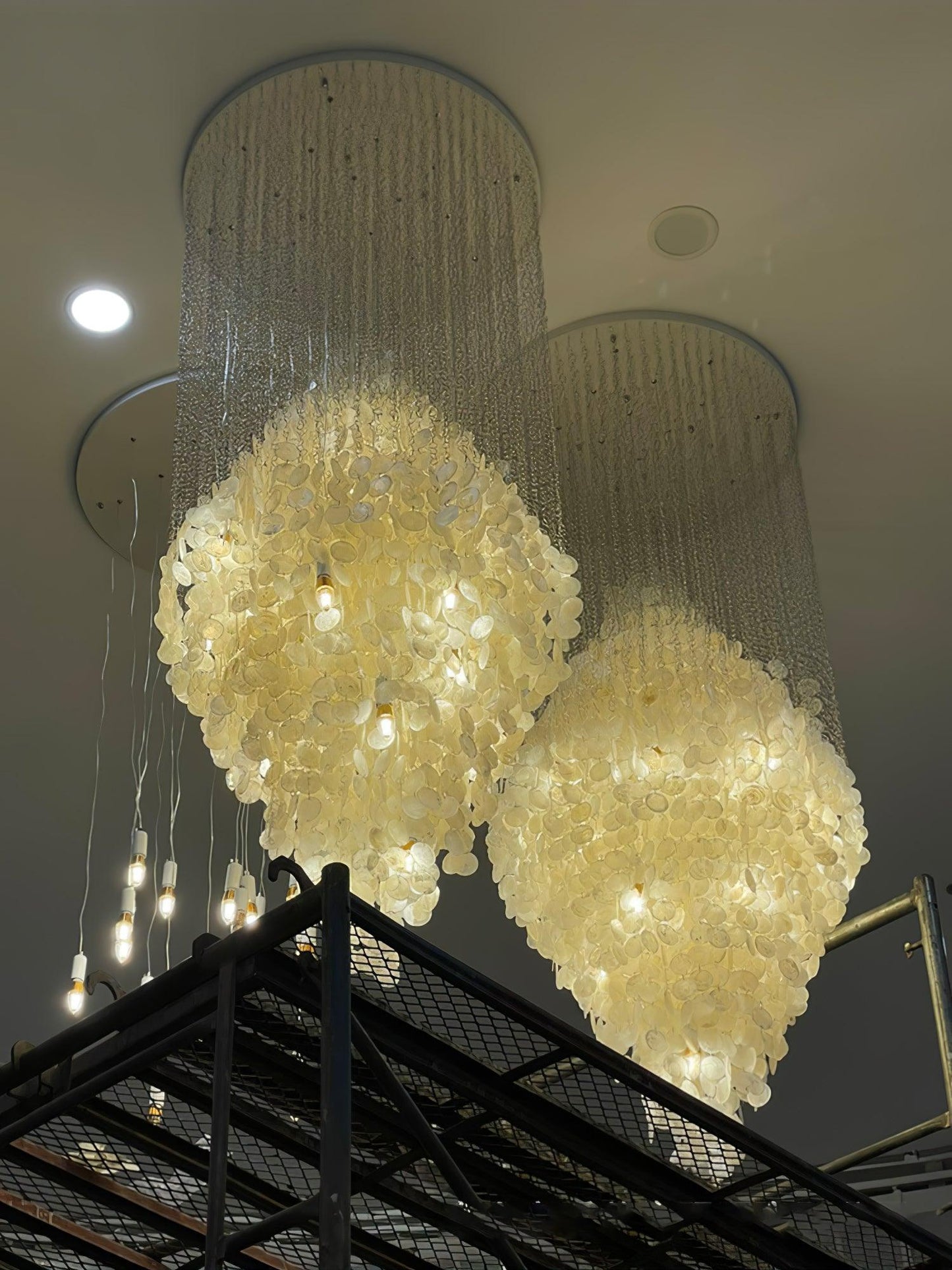 Elegant Shell Waterfall Chandelier - Dimmable LED, Adjustable Height
