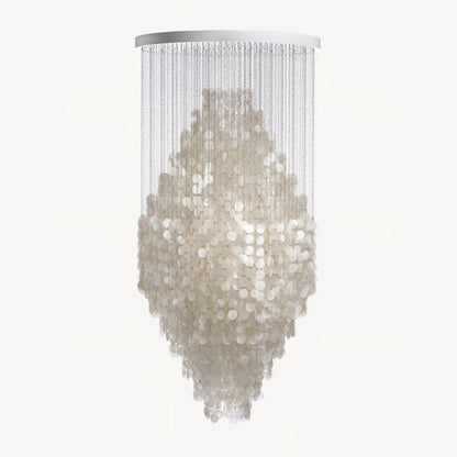Elegant Shell Waterfall Chandelier - Dimmable LED, Adjustable Height