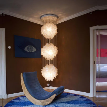 Elegant Shell Waterfall Chandelier - Dimmable LED, Adjustable Height