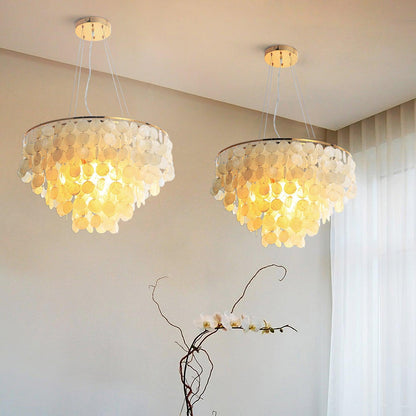 Elegant Shell Wind Chime Chandelier - Soothing Sounds & Coastal Decor