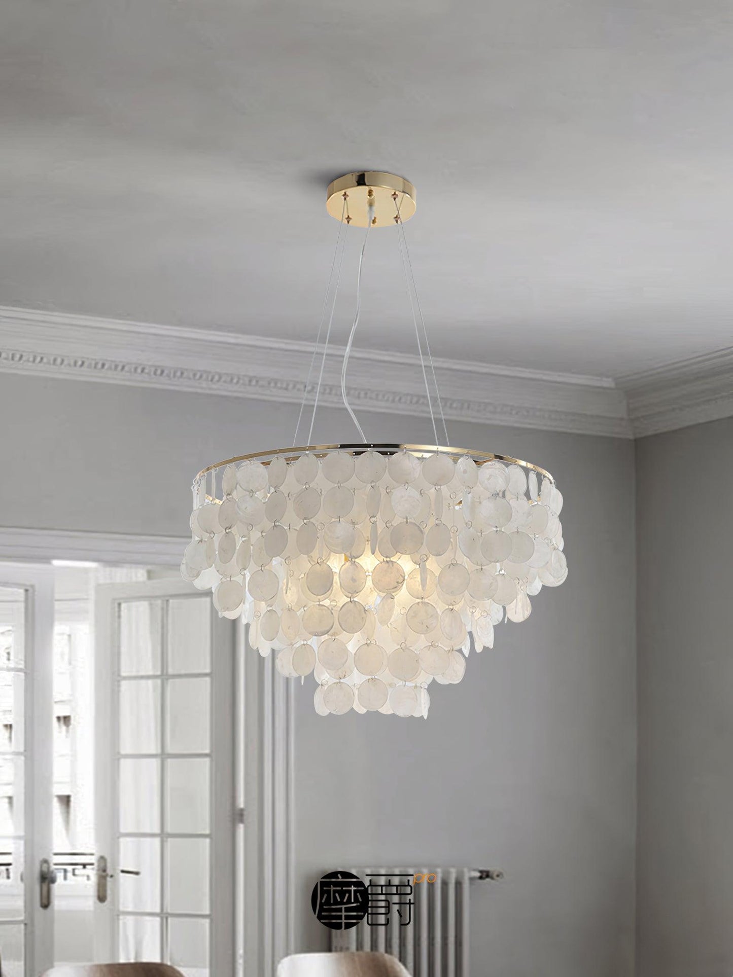 Elegant Shell Wind Chime Chandelier - Soothing Sounds & Coastal Decor