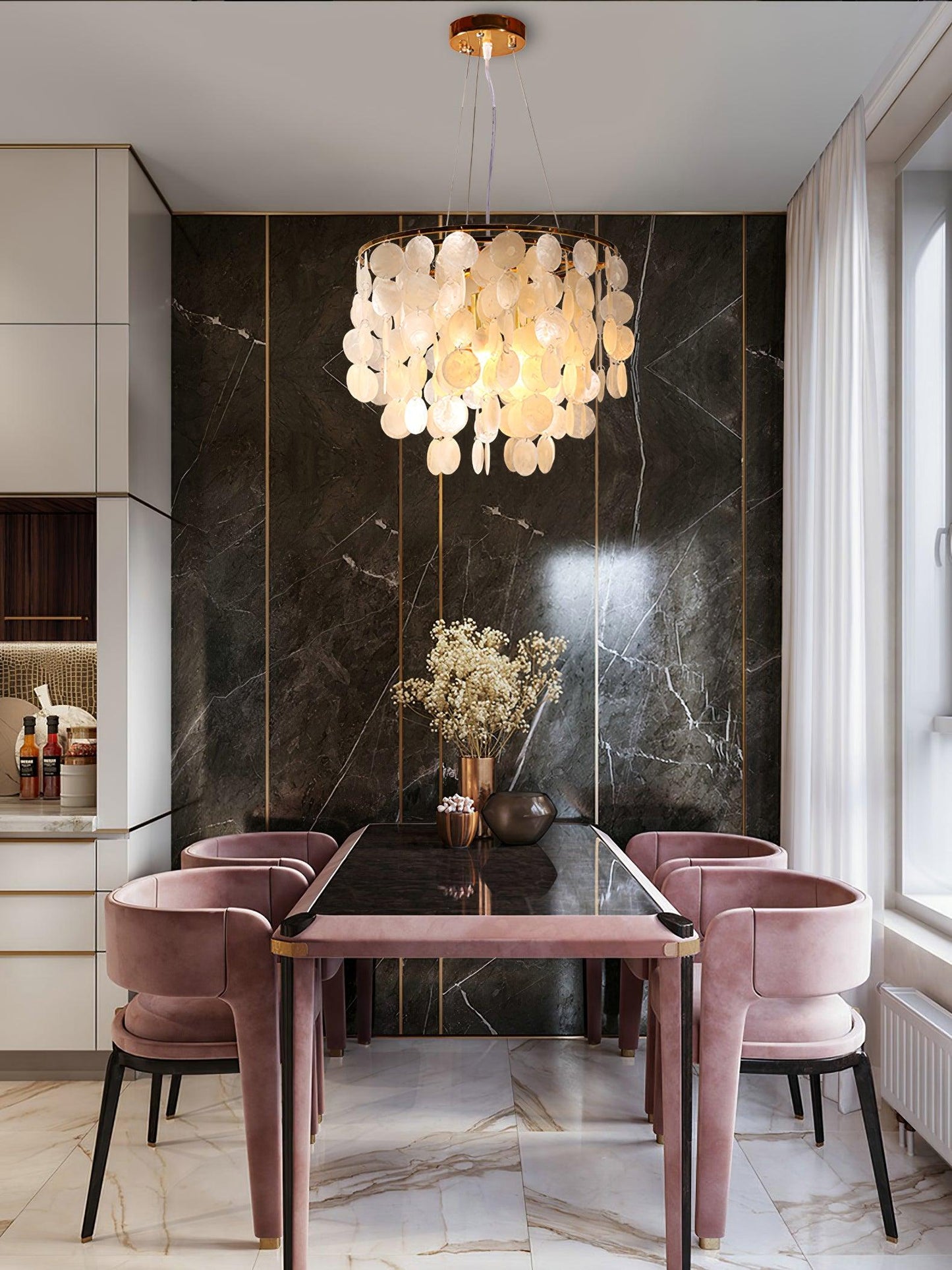 Elegant Shell Wind Chime Chandelier - Soothing Sounds & Coastal Decor
