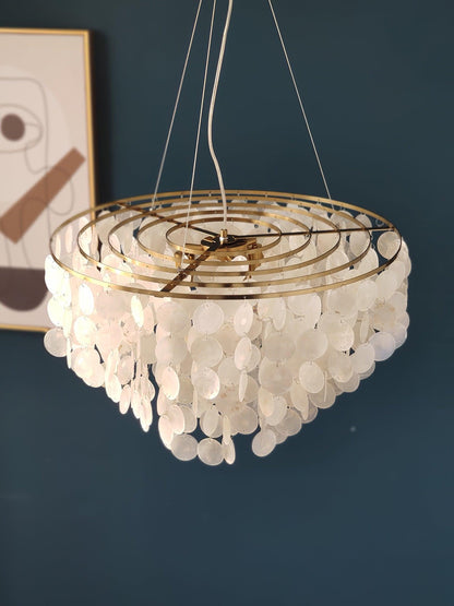 Elegant Shell Wind Chime Chandelier - Soothing Sounds & Coastal Decor