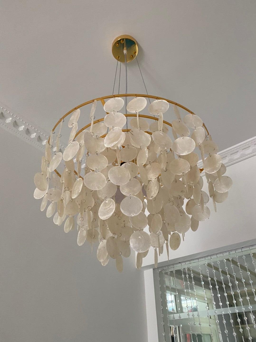Elegant Shell Wind Chime Chandelier - Soothing Sounds & Coastal Decor