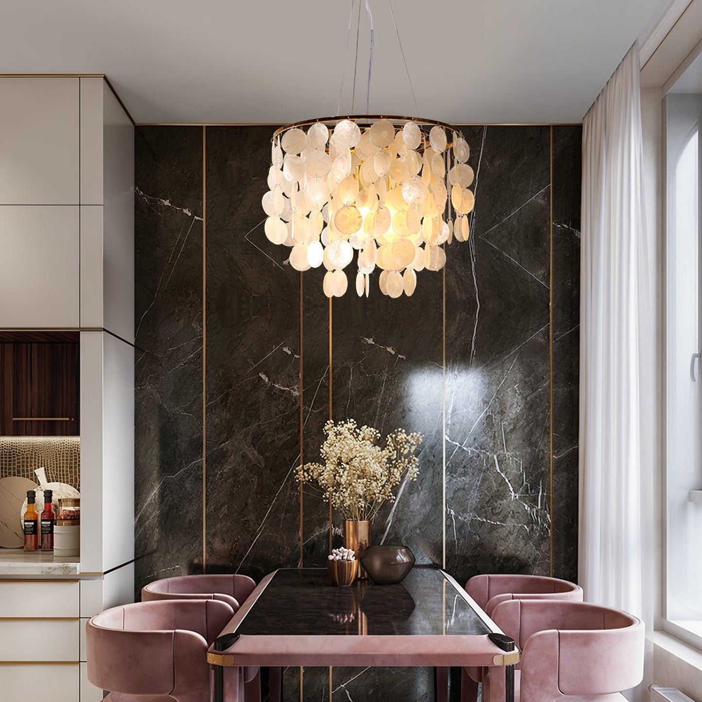 Elegant Shell Wind Chime Chandelier - Soothing Sounds & Coastal Decor