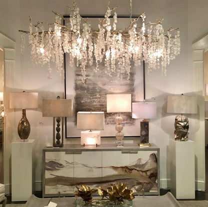 Shiro Noda Crystal Chandelier - Elegant Design with Adjustable Height