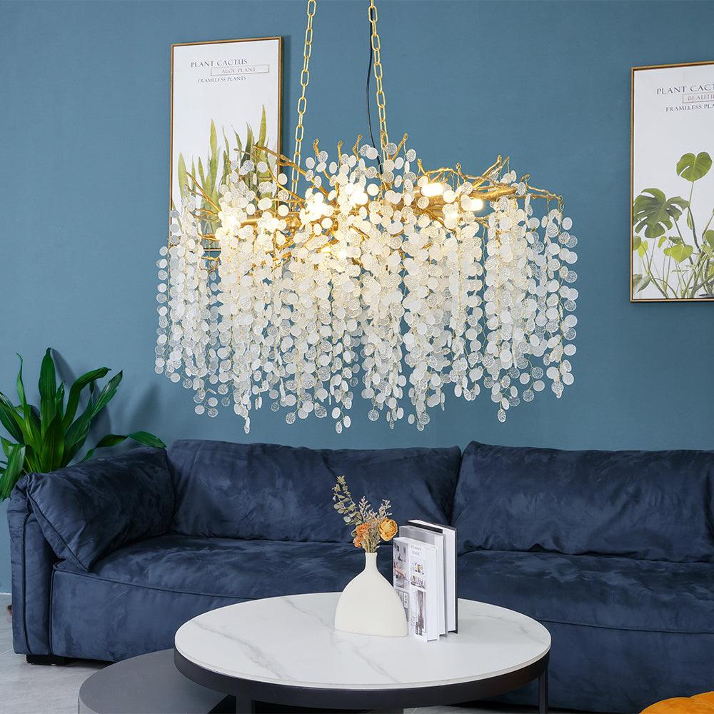 Shiro Noda Crystal Chandelier - Elegant Design with Adjustable Height