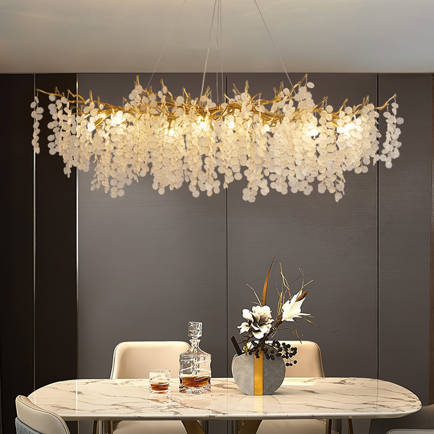 Shiro Noda Crystal Chandelier - Elegant Design with Adjustable Height