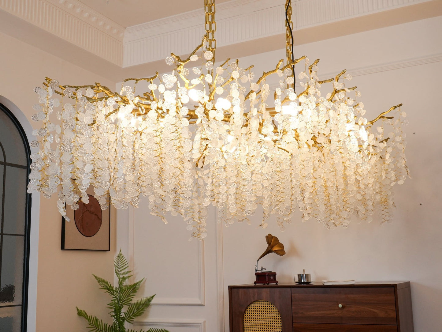 Shiro Noda Crystal Chandelier - Elegant Design with Adjustable Height