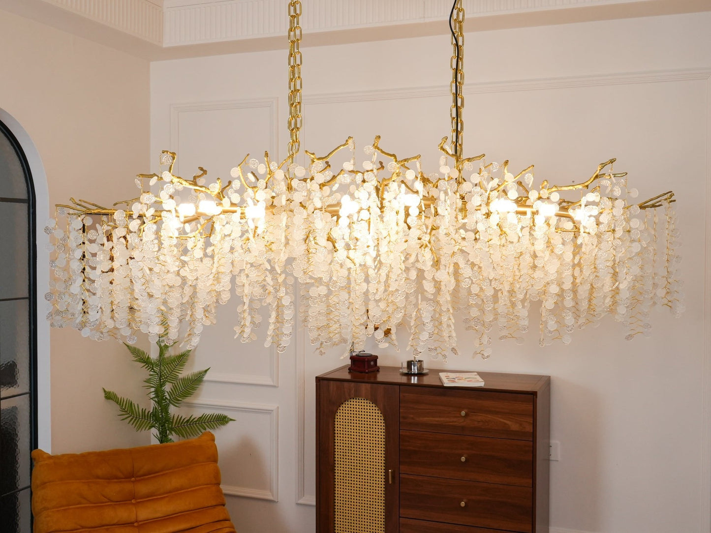 Shiro Noda Crystal Chandelier - Elegant Design with Adjustable Height