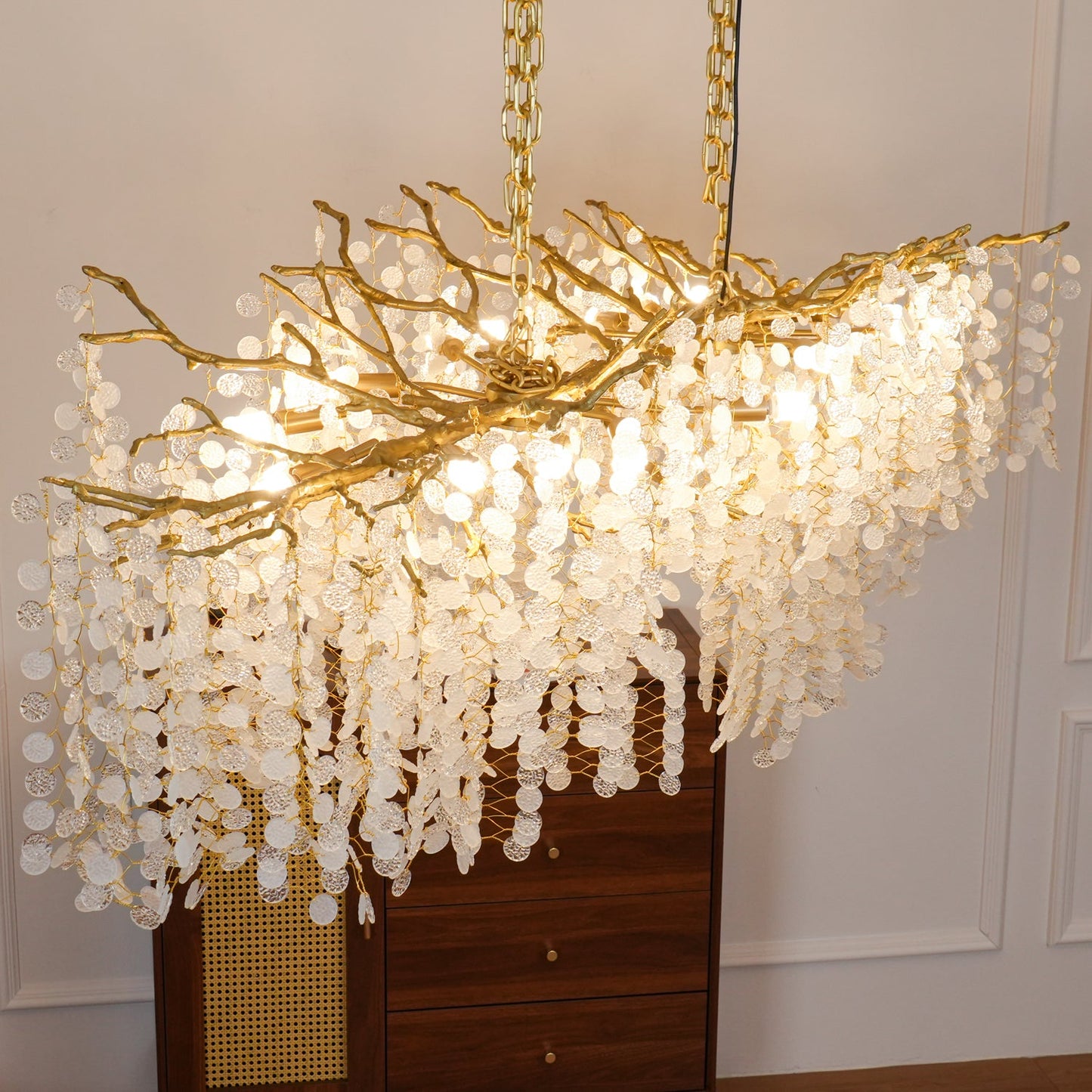 Shiro Noda Crystal Chandelier - Elegant Design with Adjustable Height