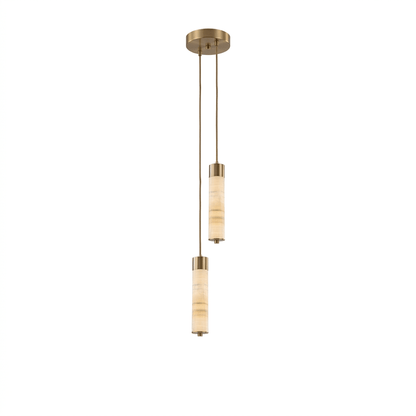 Elegant Slender Alabaster Column Chandelier with Dimmable LED Lighting