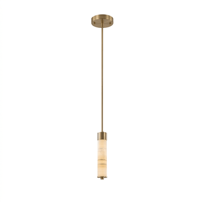 Elegant Slender Alabaster Column Chandelier with Dimmable LED Lighting