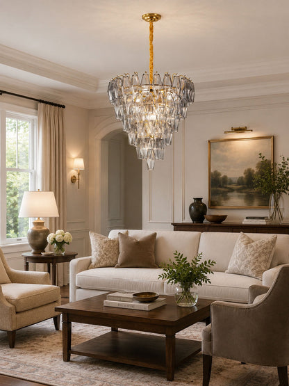 Smoke Gray Empire Chandelier - Elegant Design with Adjustable Height
