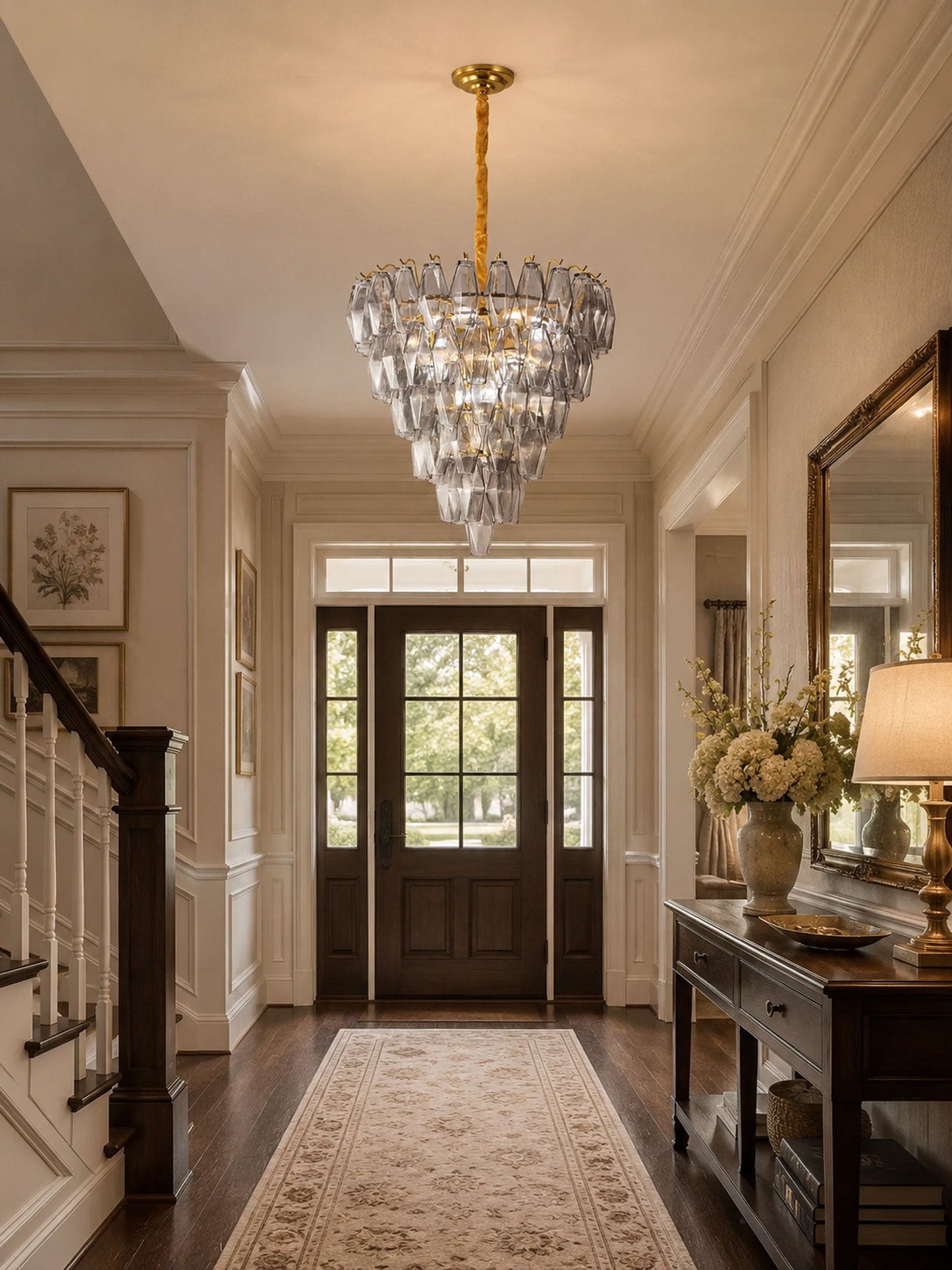 Smoke Gray Empire Chandelier - Elegant Design with Adjustable Height
