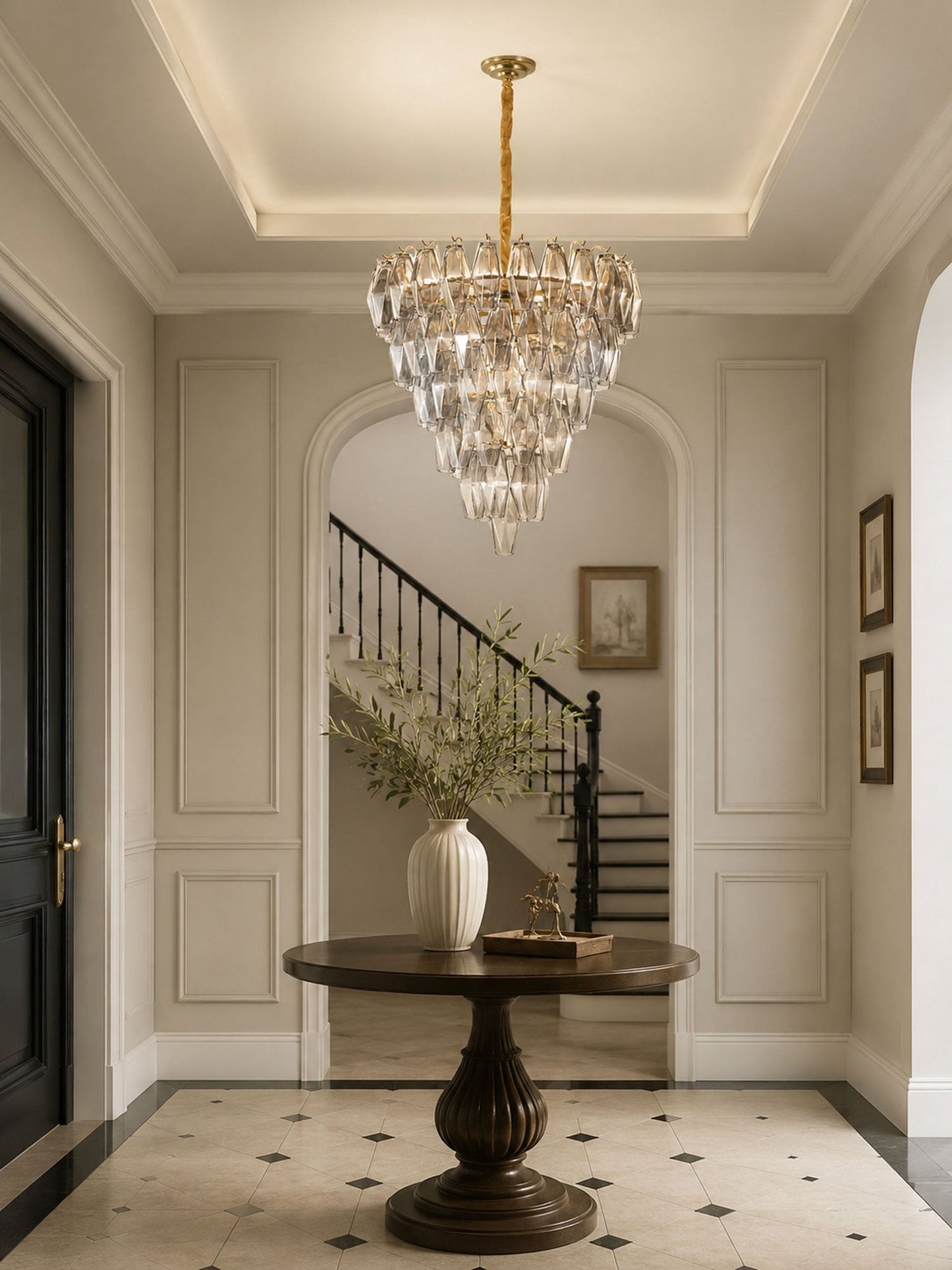 Smoke Gray Empire Chandelier - Elegant Design with Adjustable Height