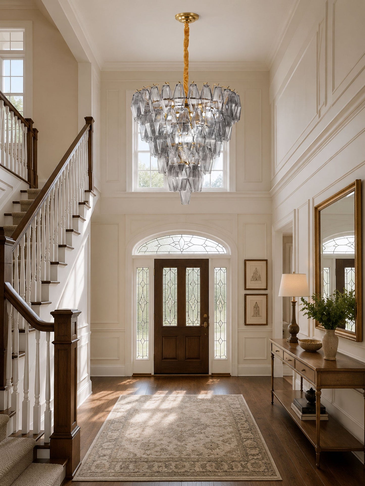 Smoke Gray Empire Chandelier - Elegant Design with Adjustable Height